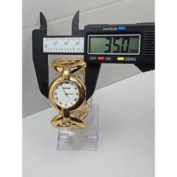 Saga by Mathey Tissot Womens Gold Tone Chunky Bracelet Watch Roman New Battery - Picture 5 of 11